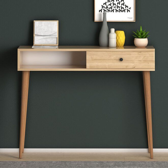 Κονσόλα μελαμίνης Napoli Megapap χρώμα oak 90x29x88εκ. - Image 3