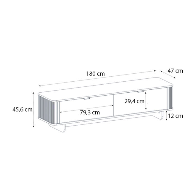Έπιπλο τηλεόρασης Bohema Megapap χρώμα ivory - sepet oak 180x47x45,6εκ. - Image 7