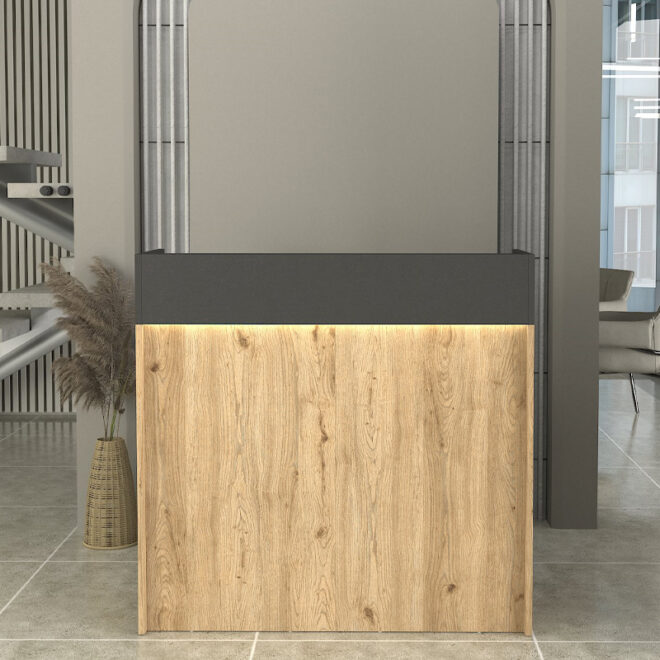 Γραφείο υποδοχής - reception Wilko Megapap με LED χρώμα sepet oak - ανθρακί 113,6x42x110εκ. - Image 2