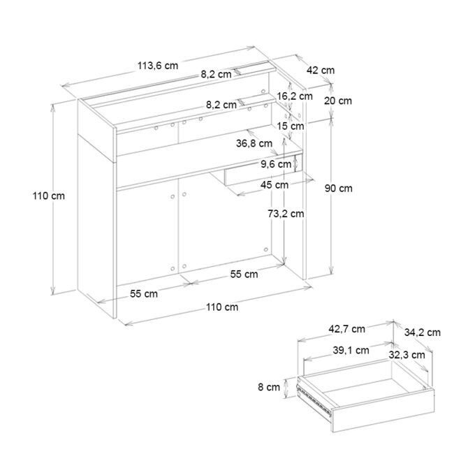 Γραφείο υποδοχής - reception Wilko Megapap με LED χρώμα sepet oak - ανθρακί 113,6x42x110εκ. - Image 7