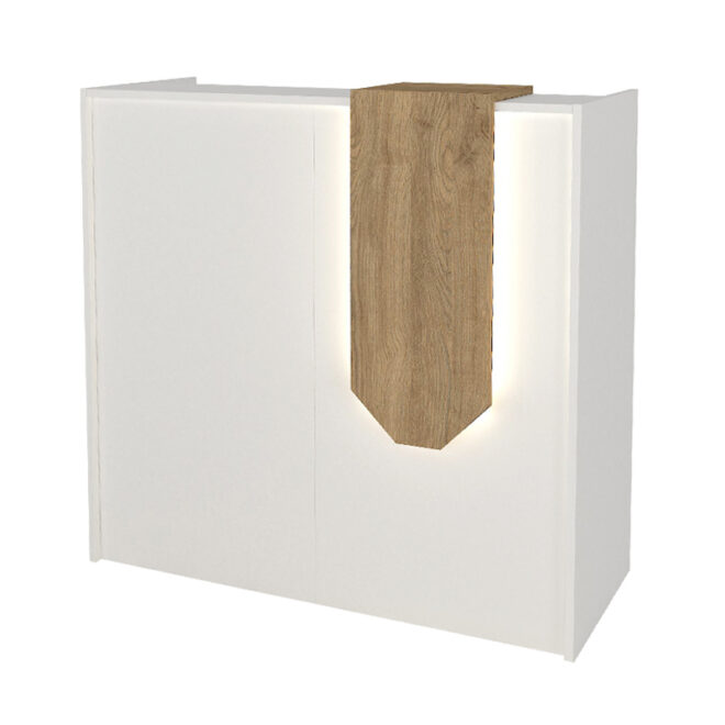Γραφείο υποδοχής - reception Navita Megapap με LED χρώμα λευκό - sepet oak 113,6x42x111,8εκ. - Image 5