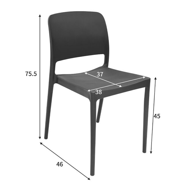 Καρέκλα Fenxy pakoworld pp σε μαύρη απόχρωση 38x42x77εκ - Image 7
