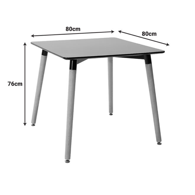 Τραπέζι Natali pakoworld MDF μαύρο-πόδια φυσικό 80x80x76εκ - Image 3