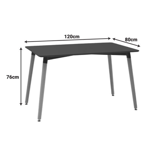 Τραπέζι Natali pakoworld MDF μαύρο-πόδια φυσικό 120x80x76εκ - Image 4