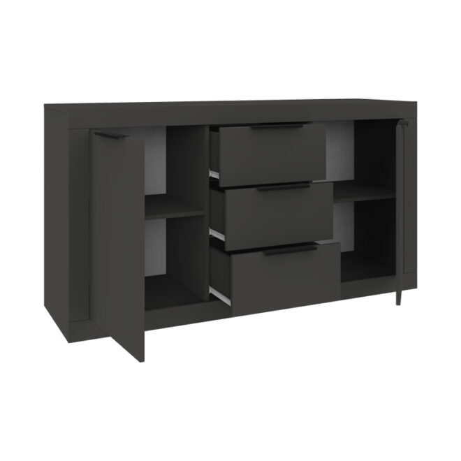 Μπουφές Doha pakoworld σε ανθρακί απόχρωση 150x45x80.5εκ - Image 2