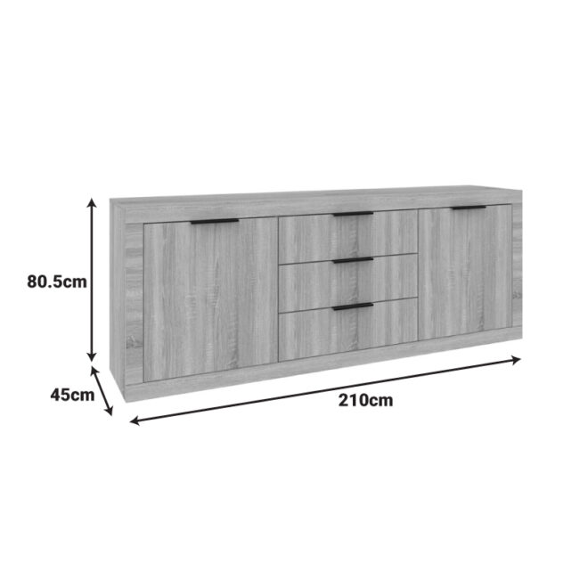 Μπουφές Doha pakoworld σε ανθρακί απόχρωση 210x45x80.5εκ - Image 3