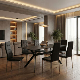 Alternative view of Τραπέζι Olivet pakoworld sintered stone μαύρο μαρμάρου-μαύρο 180x90x75εκ