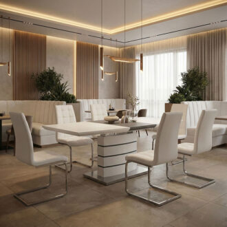 Alternative view of Τραπέζι επεκτεινόμενο Darsile Inart λευκό με γκρι-ανθρακί mdf 140-180x90x76εκ