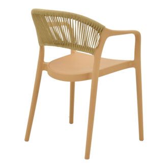 Alternative view of Πολυθρόνα Ankara pakoworld στοιβαζόμενη pp cappuccino απόχρωση με μπεζ rattan 57x48x80εκ