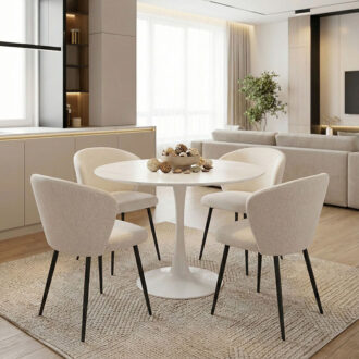 Alternative view of Tραπέζι Balou pakoworld mdf σε λευκή απόχρωση με όψη μαρμάρου Φ100x73εκ