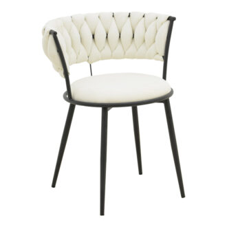 Πολυθρόνα Alkia I pakoworld ύφασμα σε εκρού απόχρωση- πόδι μαύρο μέταλλο 57x58.5x72εκ