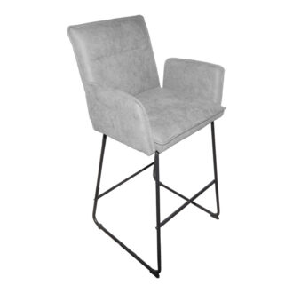 Σκαμπό μπαρ Essential pakoworld ύφασμα γκρι-πόδι μαύρο μεταλλικό 57x64.5x107εκ