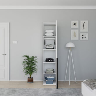 Alternative view of Ντουλάπα στήλη Oryana pakoworld με ράφια σε λευκή diamont απόχρωση 45x62x210εκ