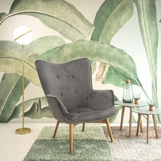 Alternative view of Πολυθρόνα Kido pakoworld βελούδο χρώμα ασημί-γκρι