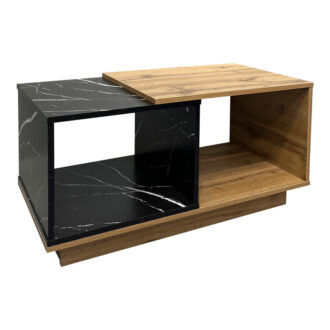 Alternative view of Τραπέζι σαλονιού Fetix pakoworld σε μαύρο μαρμάρου-sonoma απόχρωση 90x45x45εκ