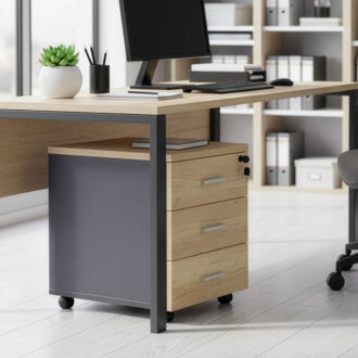 Alternative view of Συρταριέρα τροχήλατη Lotus pakoworld 3ων συρταριών φυσικό-ανθρακί χρώμα 40x47x55εκ