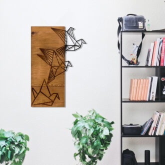 Alternative view of Διακοσμητικό τοίχου Perdon pakoworld ξύλο πεύκου σε φυσική απόχρωση με μαύρο μέταλλο 36x3x60εκ