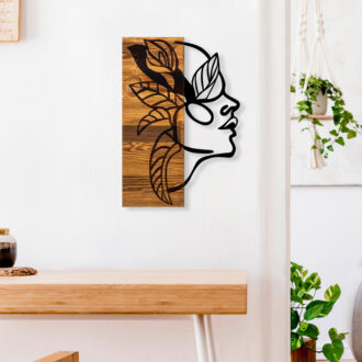 Alternative view of Διακοσμητικό τοίχου Redian pakoworld ξύλο πεύκου σε φυσική απόχρωση με μαύρο μέταλλο 34x3x50εκ