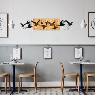 Alternative view of Διακοσμητικό τοίχου Excore pakoworld ξύλο πεύκου σε φυσική απόχρωση με μαύρο μέταλλο 111x3x25εκ