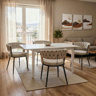 Alternative view of Tραπέζι επεκτεινόμενο Mabor pakoworld ξύλο σε λευκή απόχρωση 120-150x80x73,8εκ