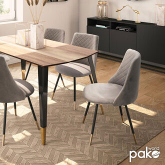 Alternative view of Καρέκλα Giselle pakoworld βελούδο γκρι-μαύρο χρυσό πόδι