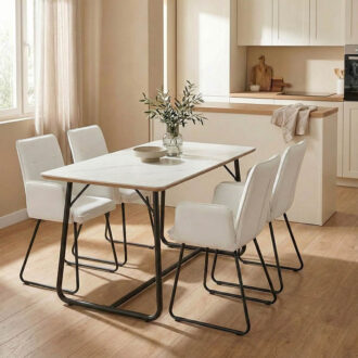 Alternative view of Τραπέζι Revello pakoworld sintered stone λευκό μαρμάρου-μαύρο 150x90x75εκ