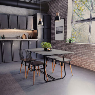 Alternative view of Τραπέζι Revello pakoworld sintered stone μαύρο μαρμάρου-μαύρο 150x90x75εκ