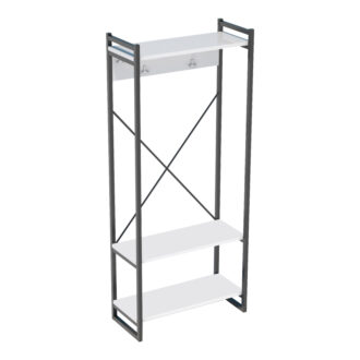 Alternative view of Έπιπλο εισόδου με κρεμάστρα Baker pakoworld μαύρο μέταλλο και μελαμίνη σε λευκή απόχρωση 90x34x180εκ