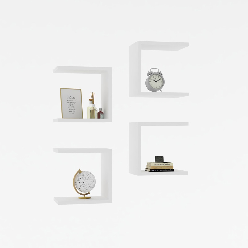 Ραφιέρα τοίχου Perari pakoworld 4τεμ.σε λευκή απόχρωση 30x19.6x30εκ