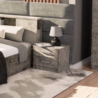 Alternative view of Κομοδίνο OLYMPUS pakoworld με 2 συρτάρια χρώμα antique ανθρακί 47.5x40.5x40.5εκ