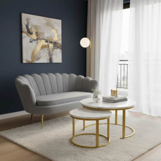 Alternative view of Καναπές 2θέσιος Daimon pakoworld βελούδο γκρι 134x70x77εκ