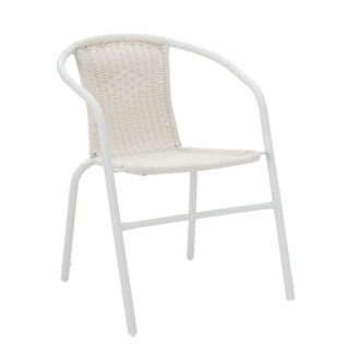 Alternative view of Τραπεζαρία Watson-Obbi pakoworld σετ 3τεμ μέταλλο λευκό- γυαλί 70x70x70εκ