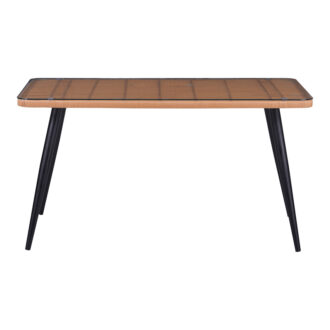 Alternative view of Τραπέζι Naoki pakoworld γυάλινο- pe rattan σε φυσική απόχρωση με μαυρα πόδια 140x80x78εκ