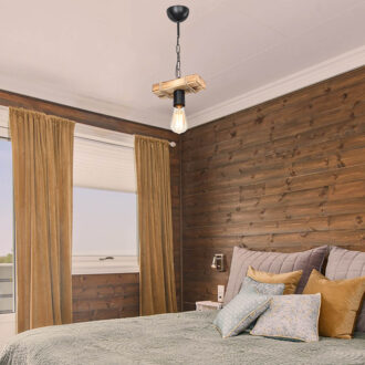 Alternative view of Φωτιστικό οροφής μονόφωτο PWL-1027 pakoworld Ε27 φυσικό-μαύρο 20x10x43εκ