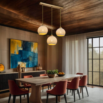 Alternative view of Φωτιστικό οροφής τρίφωτο PWL-0973 II pakoworld Ε27 χρυσό 50x18x85εκ