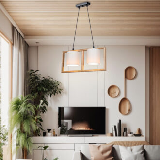 Alternative view of Φωτιστικό οροφής δίφωτο Sereda I pakoworld Ε14 σε καφέ-cream απόχρωση 54x14x27εκ