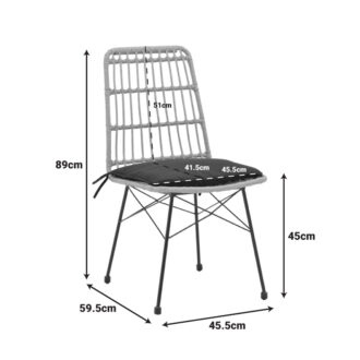 Alternative view of Καρέκλα Naoki pakoworld rattan σε φυσική απόχρωση με μαύρο μαξιλάρι και μεταλλικό μαύρο πόδι 45.5x59.5x89εκ