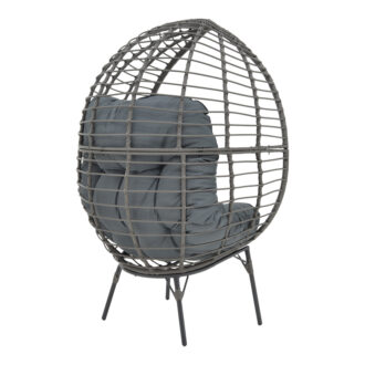 Alternative view of Πολυθρόνα Nestie pakoworld wicker rattan γκρι-μεταλλικό γκρι πόδι-γκρι μαξιλάρι 102x80x155εκ