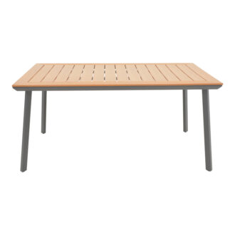 Alternative view of Τραπέζι Griffith pakoworld ανθρακί αλουμίνιο και plywood σε φυσική απόχρωση 160x90x74εκ