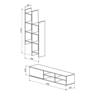 Alternative view of Σύνθετο σαλονιού Sarona pakoworld oak 150x35x160εκ
