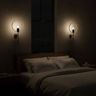 Alternative view of Φωτιστικό τοίχου-απλίκα Bendia pakoworld Ε27 μέταλλο μαύρο-χρυσό 25x15x52εκ