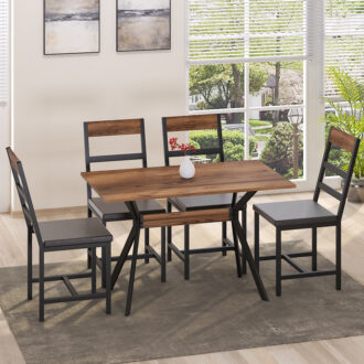 Alternative view of Τραπέζι Laluka pakoworld με μαύρα μεταλλικά πόδια σε καρυδί απόχρωση 120x70x74εκ