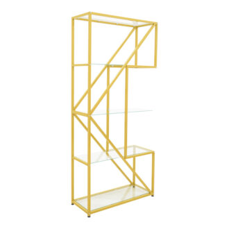 Alternative view of Ραφιέρα Aylan pakoworld γυαλί - μέταλλο σε χρυσή απόχρωση 100x30x200εκ