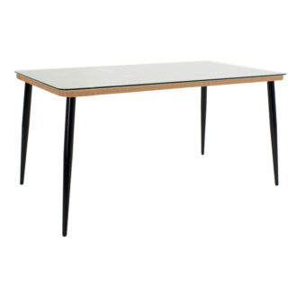 Alternative view of Τραπεζαρία Naoki U σετ 7τεμ pakoworld rattan pe σε φυσική απόχρωση και μαύρο μέταλλο 160x90x78εκ