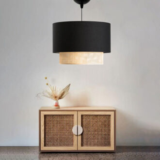 Alternative view of Φωτιστικό οροφής Fersa pakoworld μαύρο-φυσικό Φ30x20εκ