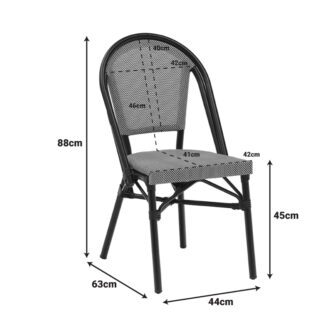 Alternative view of Καρέκλα Paris pakoworld αλουμίνιο μαύρο-textilene ασπρόμαυρο