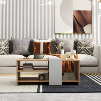 Τραπέζι σαλονιού Cozeto pakoworld σε φυσική-λευκή απόχρωση 100x53x41.5εκ