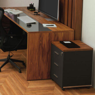 Alternative view of Συρταριέρα επαγγελματική τροχήλατη Oscar pakoworld 3ων συρταριών καρυδί-ανθρακί 40x48x63εκ