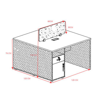 Alternative view of Γραφείο εργασίας επαγγελματικό 2 θέσεων Dakota pakoworld σε καρυδί-ανθρακί απόχρωση 120x120x76εκ