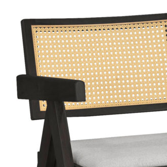 Alternative view of Πολυθρόνα Winslow pakoworld ξύλο rubberwood μαύρο-pvc rattan φυσικό-ύφασμα γκρι